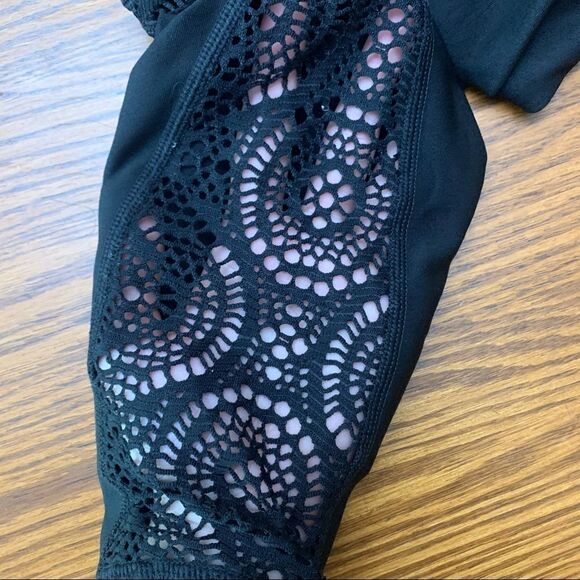 Athletic Works Lace Insert Legging Black Size Medium - Picture 2 of 6
